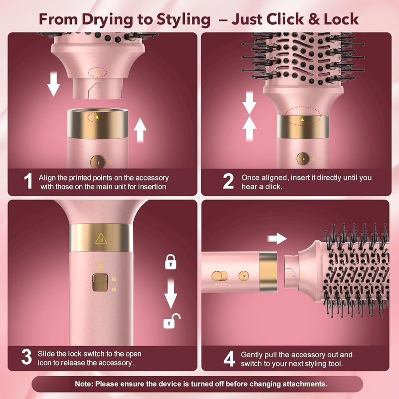 StyleVibe 6-in-1 Air Styler - Fast Drying Hair Dryer & Curling Brush for Smooth Blowouts | Frizz-Free, No Heat Damage