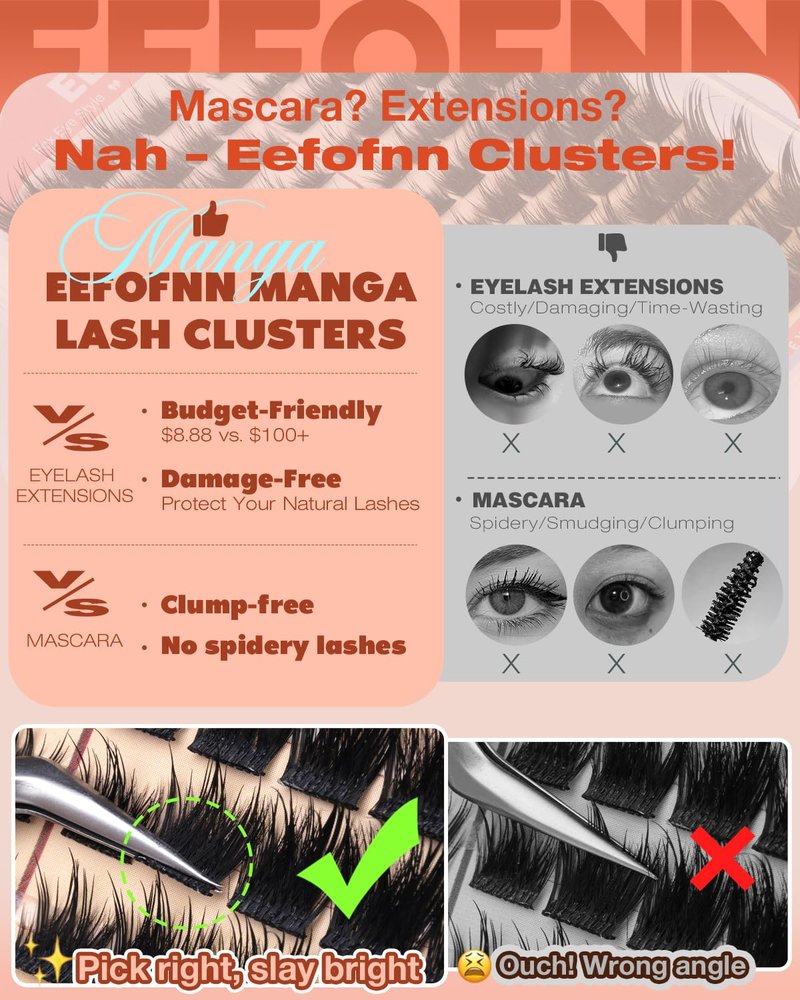 Fox Eye Lash Clusters Volume Cluster Eyelash Extensions Wispy Lashes Clusters Cat Eye Eyelash Clusters 10-18mm Spikes Individual Lashes Spiky LC Curl Lash extensions DIY at Home by Eefofnn