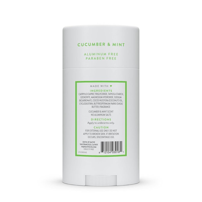 Native Deodorant - Aluminum-Free Cucumber & Mint | 72-Hour Odor Control, Naturally Derived Ingredients, 2.65oz