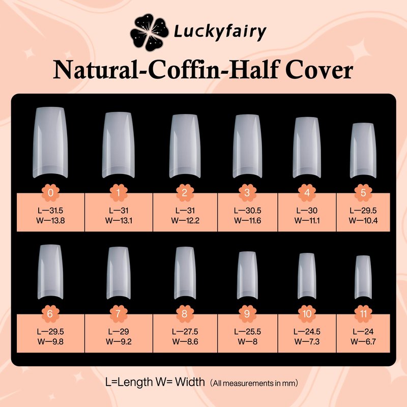 Luckyfairy 504PCS Half Cover False Nails Tips Acrylic Nail Tips Artificial False Nails Lady French Style Tip Acrylic Fake Nails For Nail Extensions Art Salon Home DIY