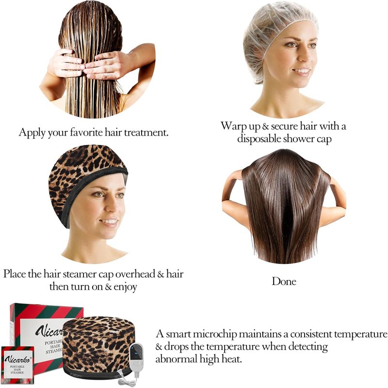 VICARKO Hair Steamer - Deep Conditioning Treatment with 10 Heat Levels | 118” Power Cord & Heating Cap