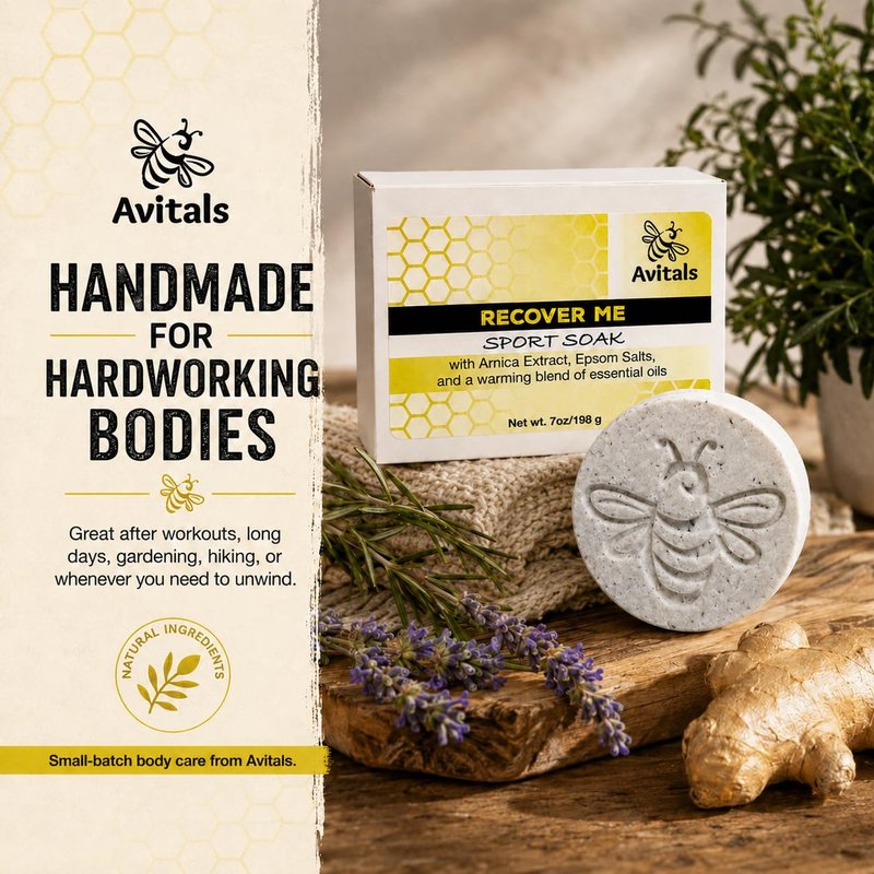Muscle Recovery Bath Bombs – Arnica, Epsom Salt & Essential Oil Bath Soak for Sore Muscles, Post-Workout Relaxation, Handmade Natural Bath Bombs, 2 Pack