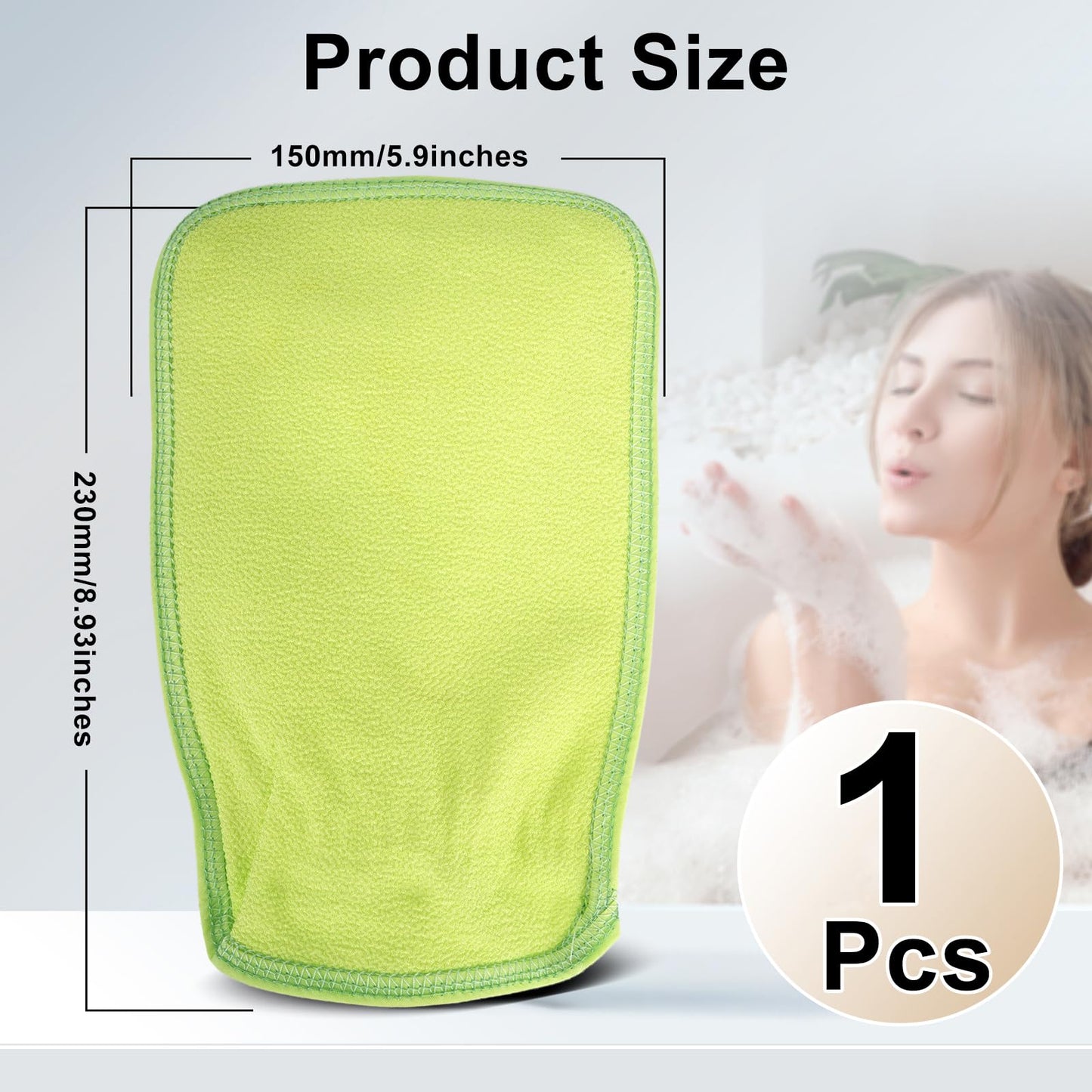 Vojriky 1PCS Durable Body Scrub, Dead Skin Remover & Body Scrubber Exfoliator, Body Exfoliating Gloves for Shower, washcloth exfoliating, exfoliating Glove for Smooth Skin (GREEN)