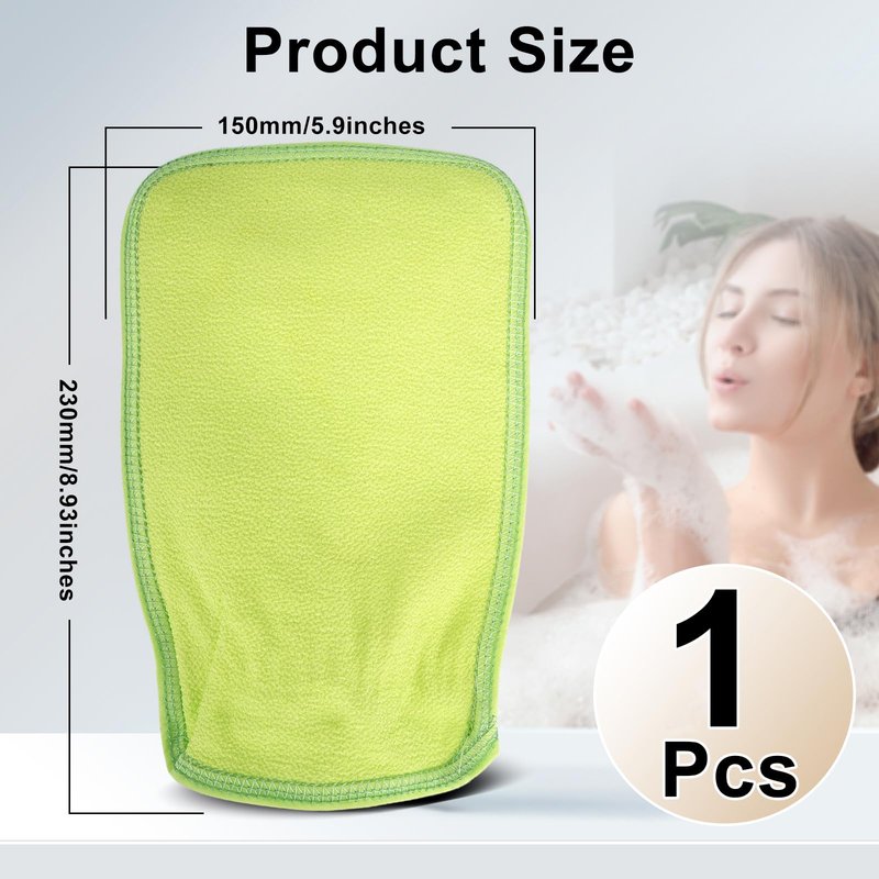 Vojriky 1PCS Durable Body Scrub, Dead Skin Remover & Body Scrubber Exfoliator, Body Exfoliating Gloves for Shower, washcloth exfoliating, exfoliating Glove for Smooth Skin (GREEN)