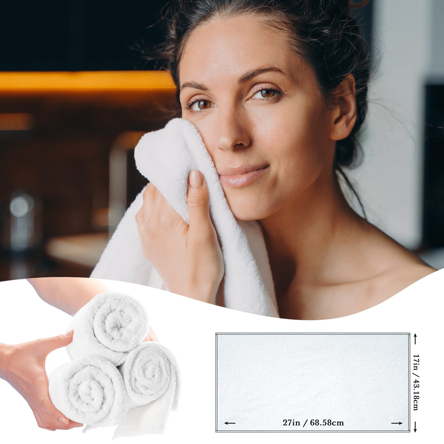 TEXTILE EMPIRE Salon Towels for Hair Stylist - Pack of 24, Not Bleach Proof, 16 by 27 Inches, Highly Absorbent Cotton Towels for Hand, Gym, Beauty, Spa, and Home Hair Care
