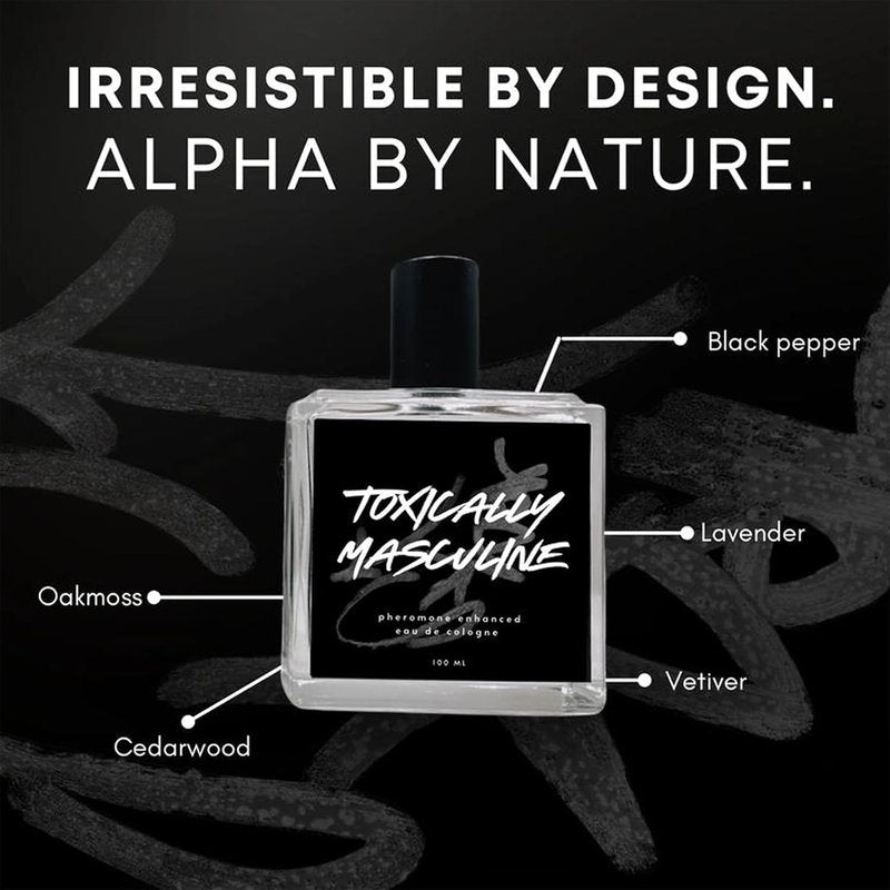 Toxically Masculine - Pheromone Infused Eau de Cologne (100 ml) Long Lasting Fragrance Bold Scent colognes men
