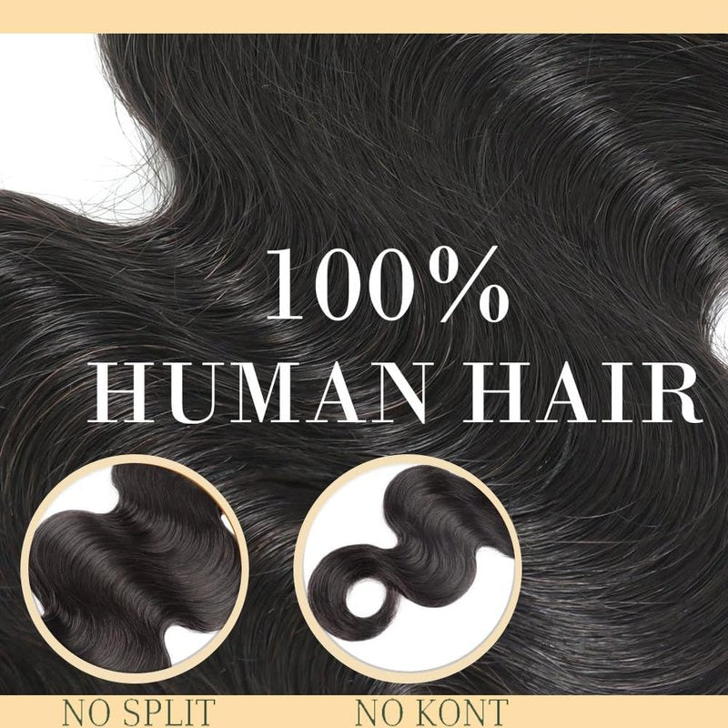 Body Wave Clip-In Hair Extensions - 12 Inch Soft Real Human Hair | Natural Black, 120g, 7 Pieces, Brazilian Remy