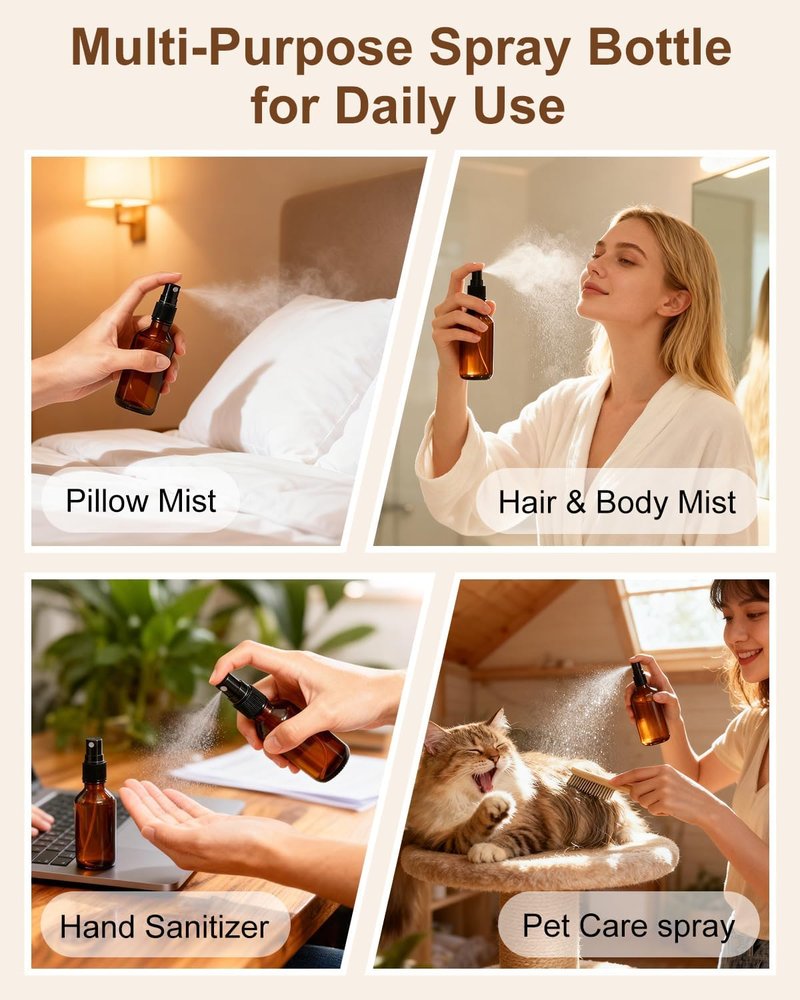 Amber Glass Spray Bottles - 35 Pack 4oz Fine Mist Containers for Essential Oils, Travel, Hair & Skin Care