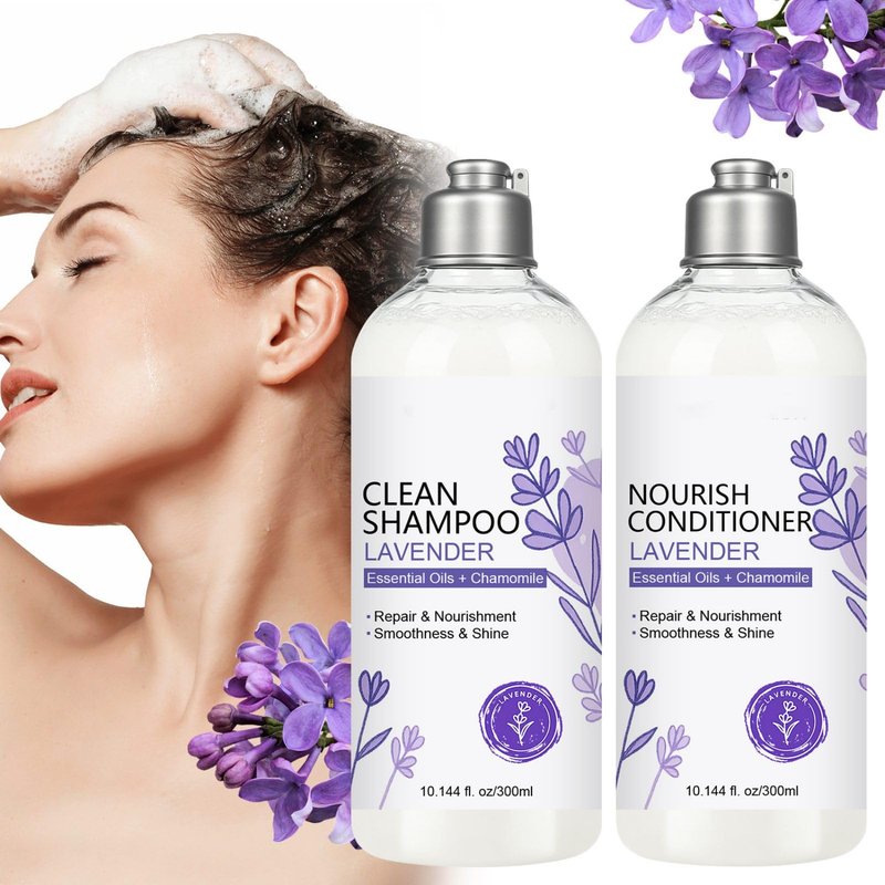Lavender Shampoo and Conditioner Set, Lavender Essential Oil + Chamomile Hair Care Strengthen Nourish Damaged/Dry Hair, Strengthen & Prevent Hair Loss, Deep Hydration, Silky Shine for Women & Girls