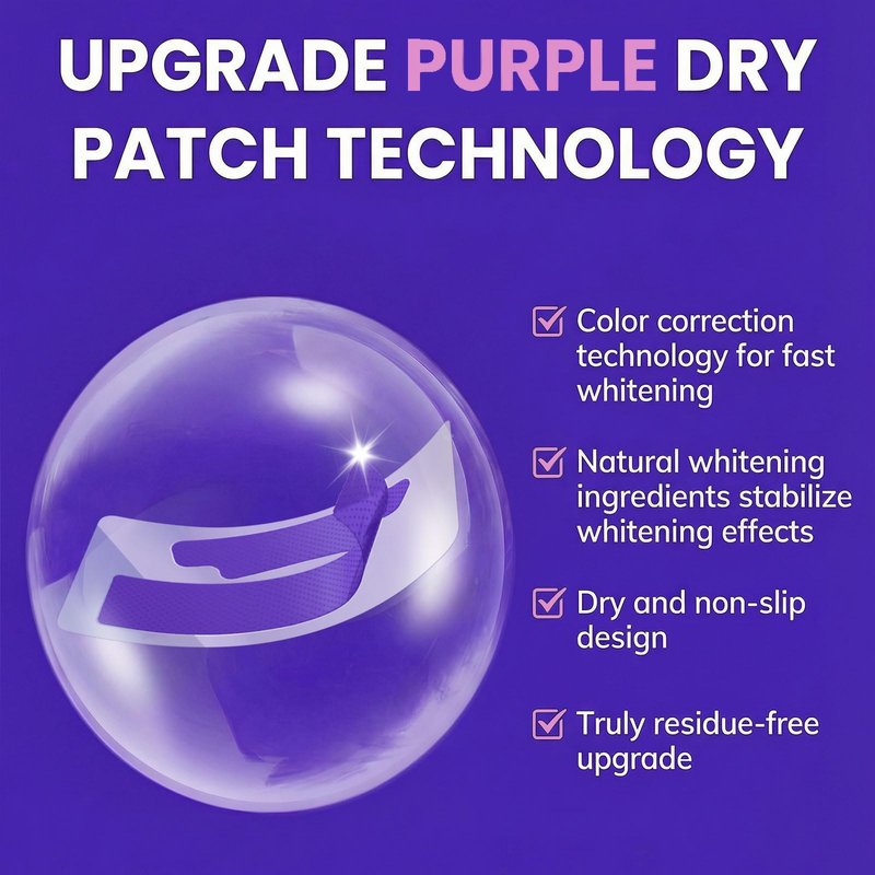 Purple Teeth Whitening Strips - Upgraded No-Residue Formula - Teeth Whitening Strips - Purple Whitening Kit - Enamel Safe & Low Sensitivity - Non-Slip Dry Strip Technology Peroxide-Free - 28 Strips