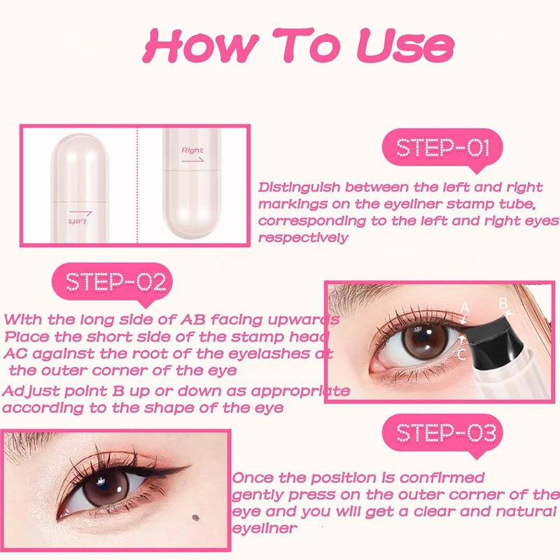2 Pack Wing Eyeliner Stamp,Cat Eye Eyeliner Stencil Set,Waterpoof Smudge Proof Natural Liquid Eyeliner Stamp,Long-Lasting Foldable Eye Stencil Makeup Tool for Beginners(Black+Brown)