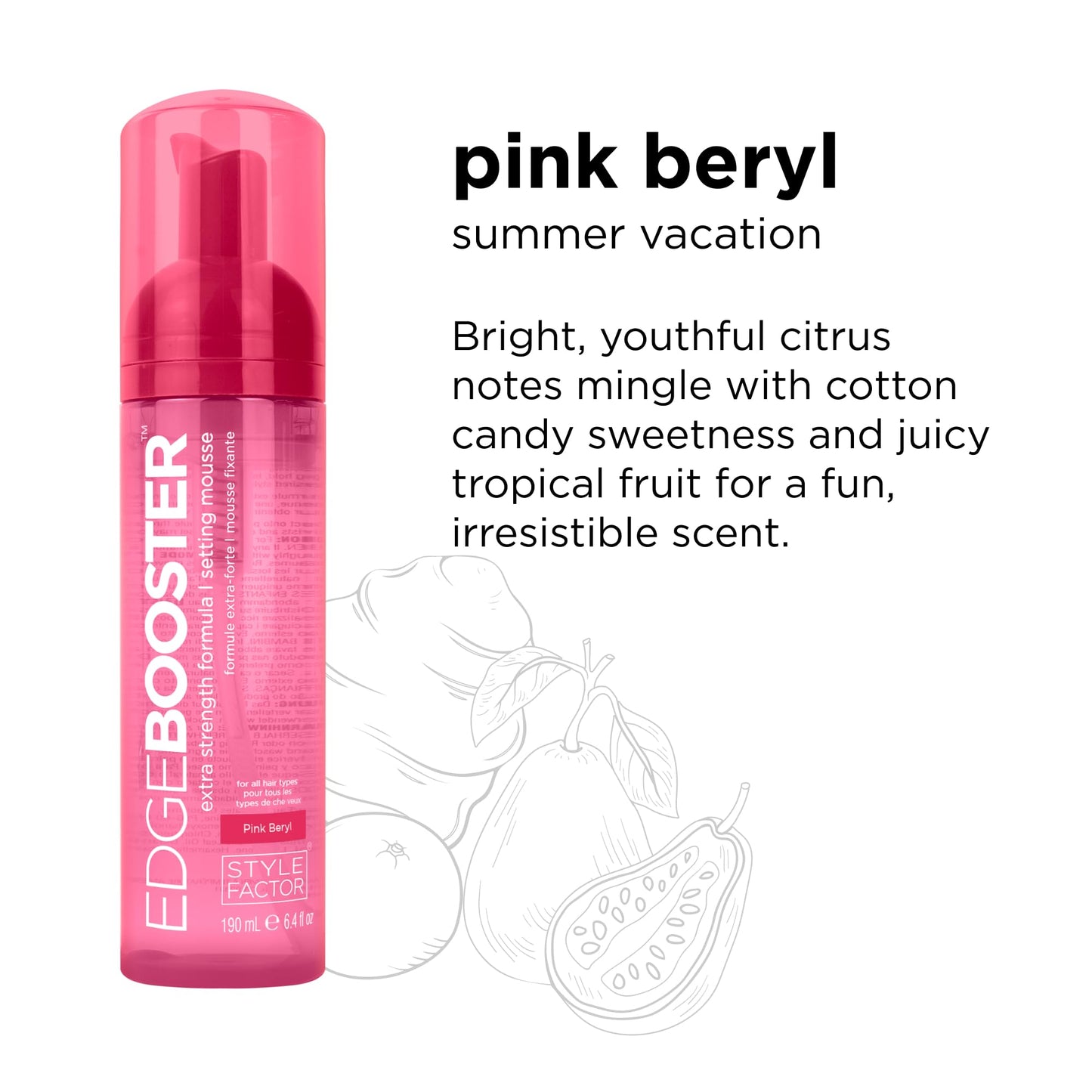 Style Factor EDGE BOOSTER Extra Strength Setting Mousse Travel Size – Frizz Control, Extra Volume, and Conditioning – 2.5oz Pink Beryl Mousse for Curly Hair