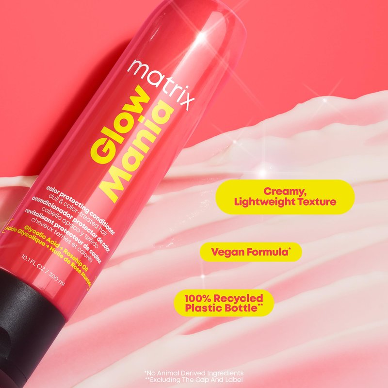 Matrix Glow Mania Conditioner - Enhances Shine and Moisturizes, Preserves and Protects Color Vibrancy, For Dull and Color-Treated Hair, Sulfate-Free, With Glycolic Acid & Rosehip Oil, 33.8 Fl Oz