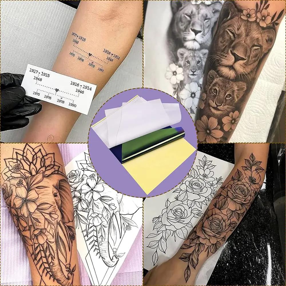 Yuelong Tattoo Transfer Paper 50 Sheets - A4 Thermal Stencil Paper for Tattooing, 4 Layers High Definition Transfer Paper, DIY Tattoo Tracing Paper for Tattoo Transfer Kit Tattoo Studio Supplies