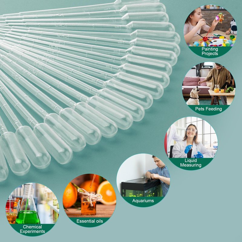 moveland 25Pcs 1ML Pipettes Dropper - Disposable Pipettes Plastic Dropper for Lab Science, Essential Oil, DIY Art, Medicine - Excellent Suction Without Leakage
