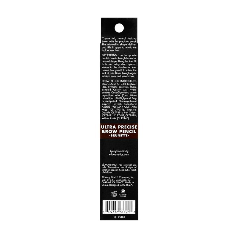e.l.f. Ultra Precise Brow Pencil - Dual-Ended, Fine Tip for Defined Eyebrows | Vegan, Cruelty-Free, Brunette