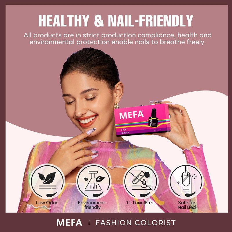 MEFA Gel Nail Polish Set, 12 Colors Fall Burgundy Red Nail Polish Set Champagne Gold Glitter Nail Polish Gel Soak Off Dark Red Purple Shimmer Nude Brown Manicure Gifts for Women Girl DIY Salon Home