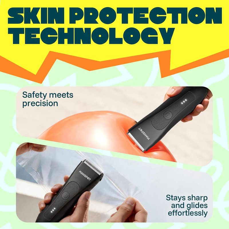 Manscape Groin & Body Hair Trimmer for Men - Waterproof Electric Shaver with 4 Guard Sizes | 90 Minutes Runtime