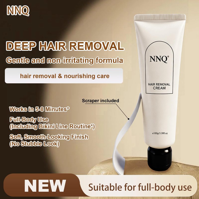 NNQ Hair Removal Cream For Women Men, Painless Depilatory Cream for Legs, Arms, Bikini Line & Underarms, Fast Body Hair Remover for Sensitive Skin, Moisturizing & Smoothing Formula, 3.38 FL OZ