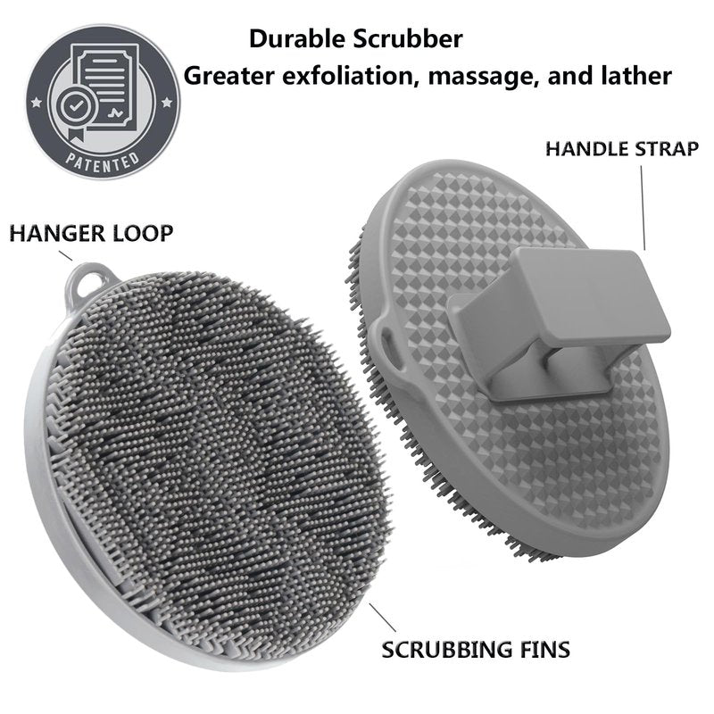 Arswin Silicone Body Scrubber,Soft Silicone Shower Brush,Exfoliating Body Scrubber for Sensitive Skin,Eco Friendly Shower Scrubber for Body Massage,Silicone Body Brush for Showering,Charcoal (Pink)