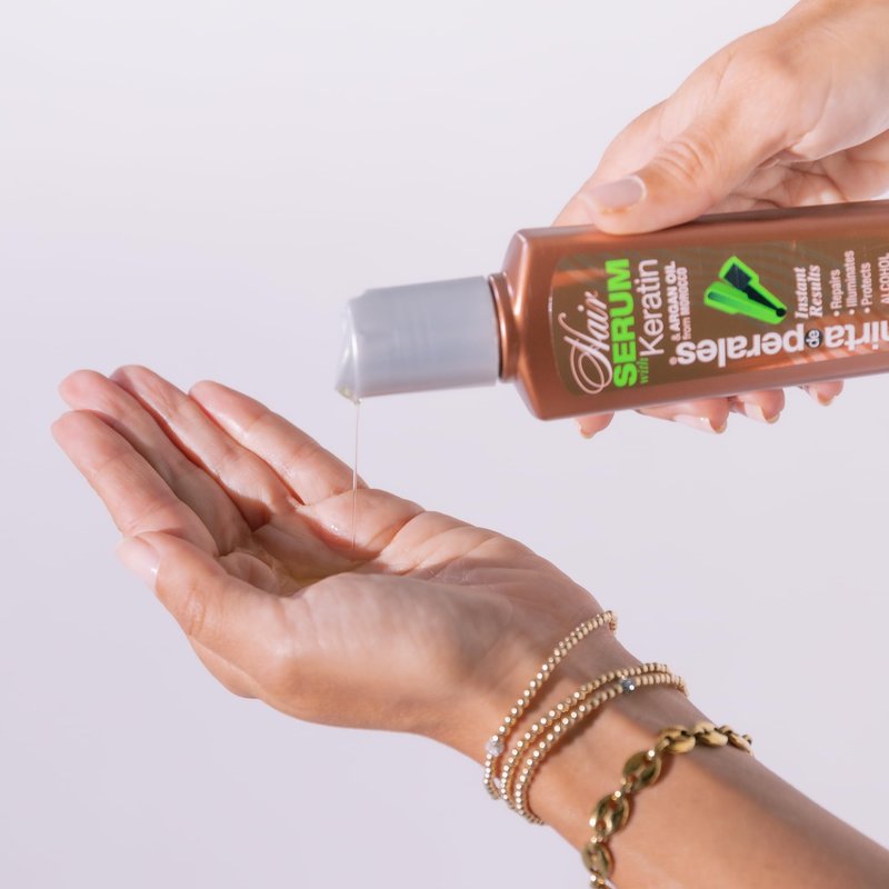Mirta De Perales Hair Serum with Keratin & Argan Oil for Frizz Control & Shine | Lightweight Smoothing Treatment for Dry, Damaged & Color-Treated Hair | Sulfate-Free