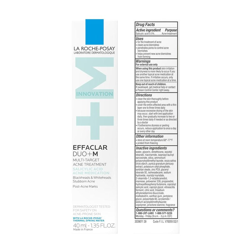 La Roche-Posay Effaclar Salicylic Acid Acne Treatment - Mattifying Gel Cream for Blackheads & Pores | Non-Greasy, Sensitive Skin Safe