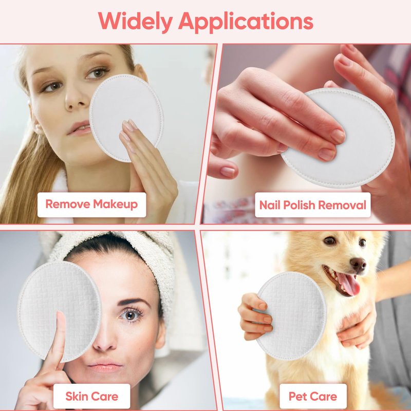 ICOTLE Large Oval Cotton Pads, 70 Count, 3-Layer, Dual Textured Design, Lint-Free, Ultra-Soft Cotton Oval for All Skin Types Cotton Pads for Makeup Removal, Cleansing, Skin Care etc.