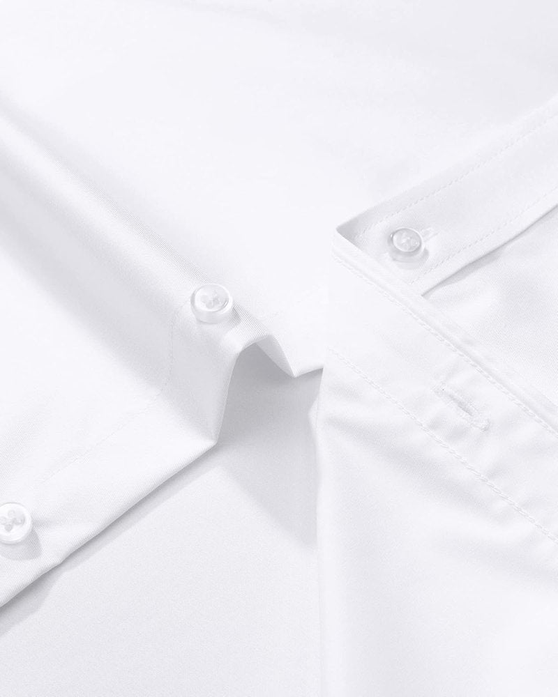 Men's Dress Shirt - Solid Long Sleeve Stretch Wrinkle-Free | Business Casual Button Down