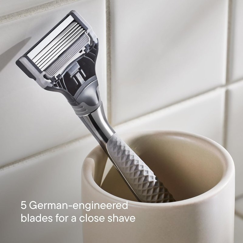 Harry's Shaving Kit for Men - Chrome Razor Handle & 3 Blade Refills | German Engineered Quality