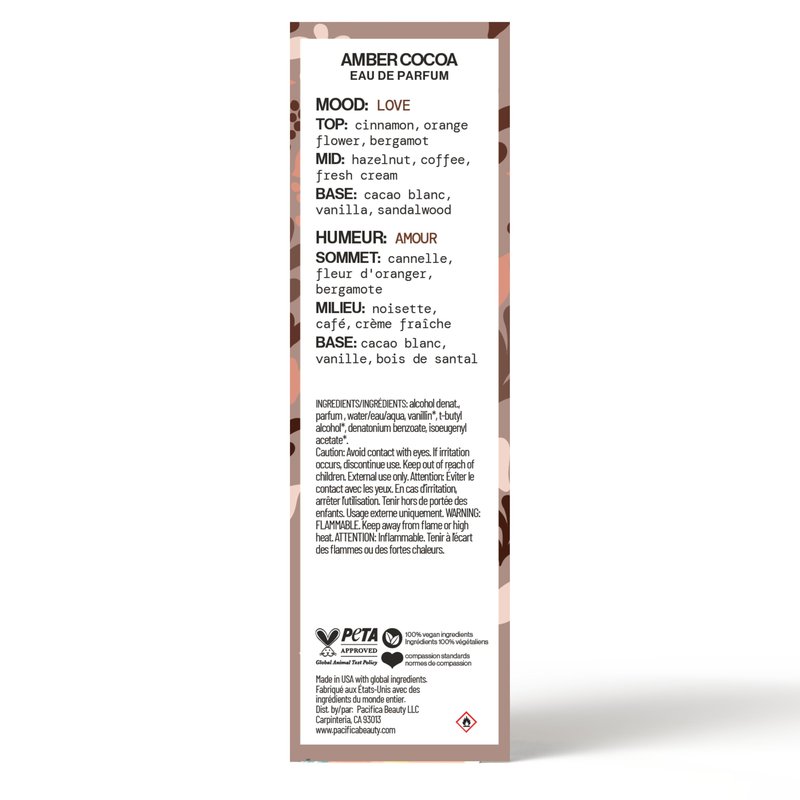 Pacifica Amber Cocoa Eau de Parfum – Warm Spiced Gourmand Perfume for Women with Cinnamon, Coffee, Vanilla & Sandalwood, Long Lasting, Vegan, Cruelty-Free, Paraben-Free, 1 fl oz