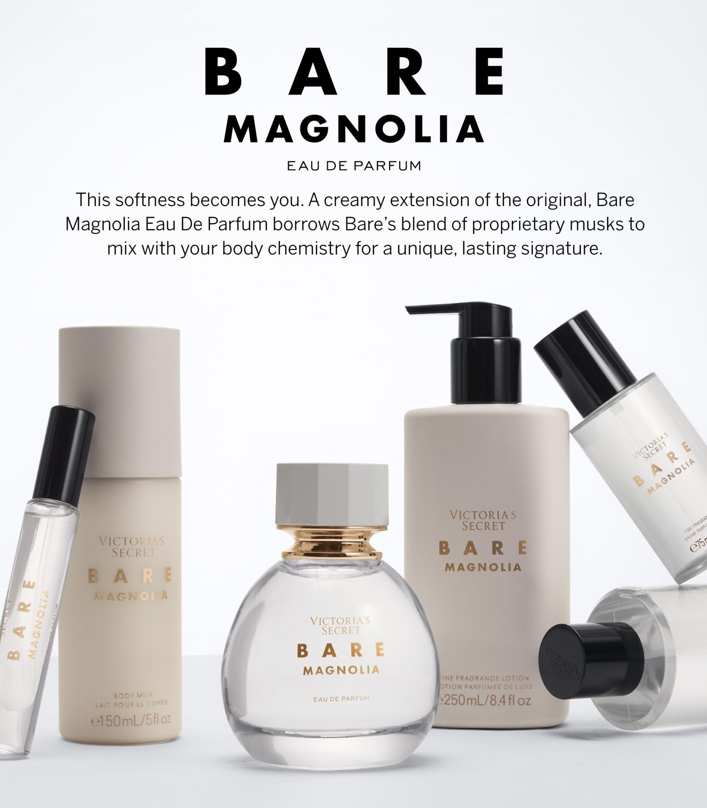 Victoria's Secret Bare Magnolia Fragrance Mist, Notes of Orange Flower, Wood & Vanilla Musk, Body Spray for Women (8.4 oz)