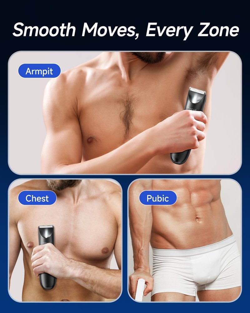 Manscape Trimmer for Men - No Nicks Electric Razor-Shaver for Balls/Pubic/Groin/Legs/Chest Hair Removal w/Light & Ceramic Blade, IPX7 Waterproof Full Body Hair Groomer USB-C Charging, Gifts for Men