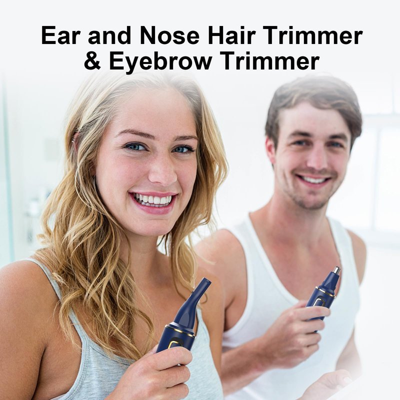 XOOMRSCP Nose Hair Trimmers for Men,Rechargeable Hair Trimmer 2 in 1 Painless Multifunctional Ear and Nose Hair Trimmer with IPX7 Waterproof Dual Edge Blades (Blue)