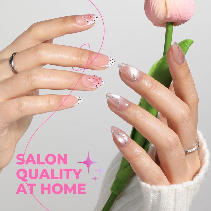 UNA GELLA Short Almond Nail Tips, 510Pcs 15 Sizes Pre-Etched Soft Gel Nail Tips Almond Shape, Half Matte Full Cover Clear Pre-shaped Fake Acrylic Nails Extensions for DIY & Salon Manicure Soak Off