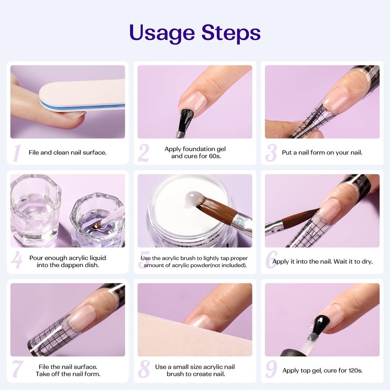 VANSISOS Monomer Acrylic Nail Liquid: 4fl.oz Professional EMA Acrylic Liquid Monomer with Nail Brush for Beginners at Home DIY Nail Salon Use Non-Yellowing MMA-Free