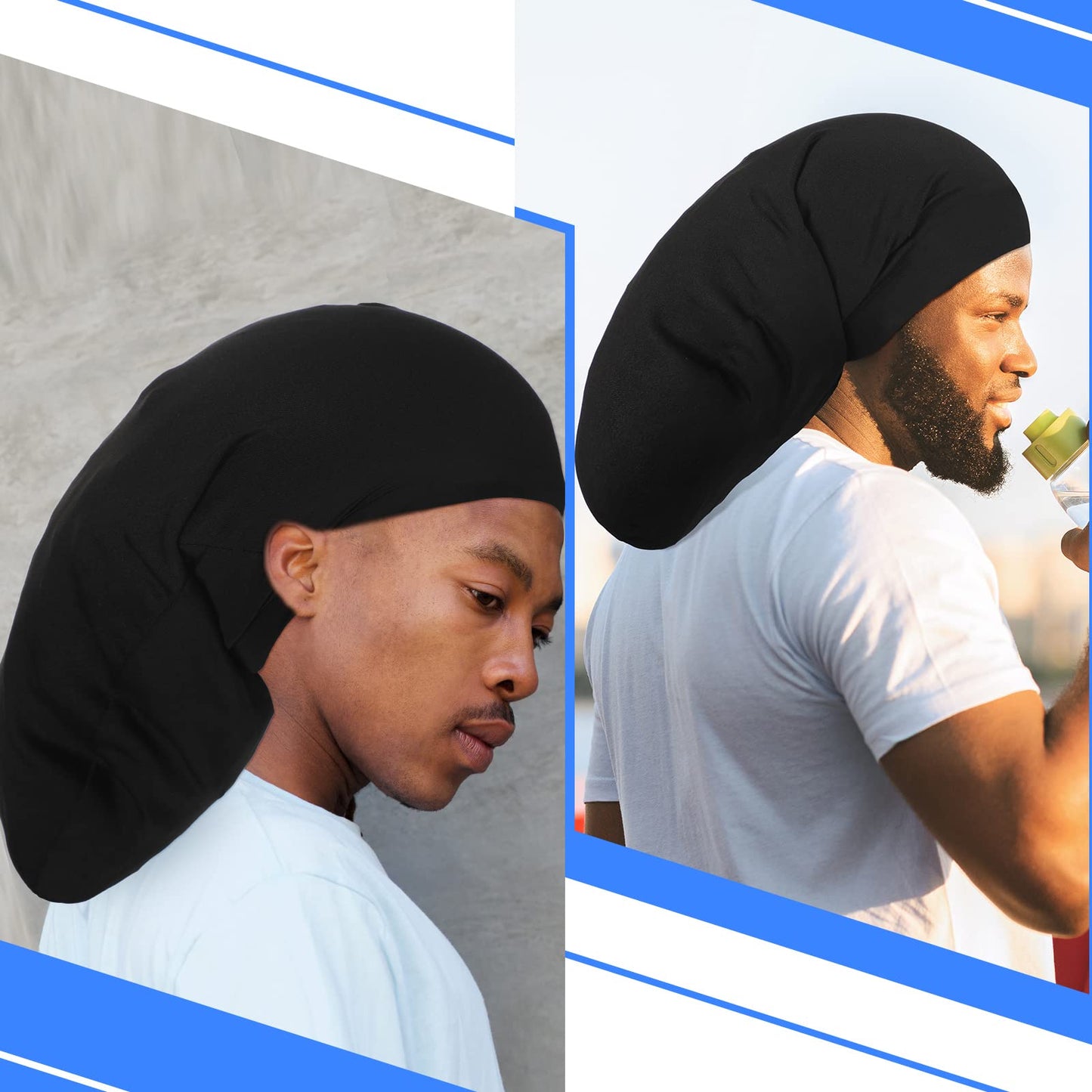 Tatuo 4 Pieces Unisex Jumbo Dreadlock Cap Long Dreads Hair Head Wrap Sleeping Cap Hair Accessories Sleep Bonnet for Men Women (4 Pcs,Black)