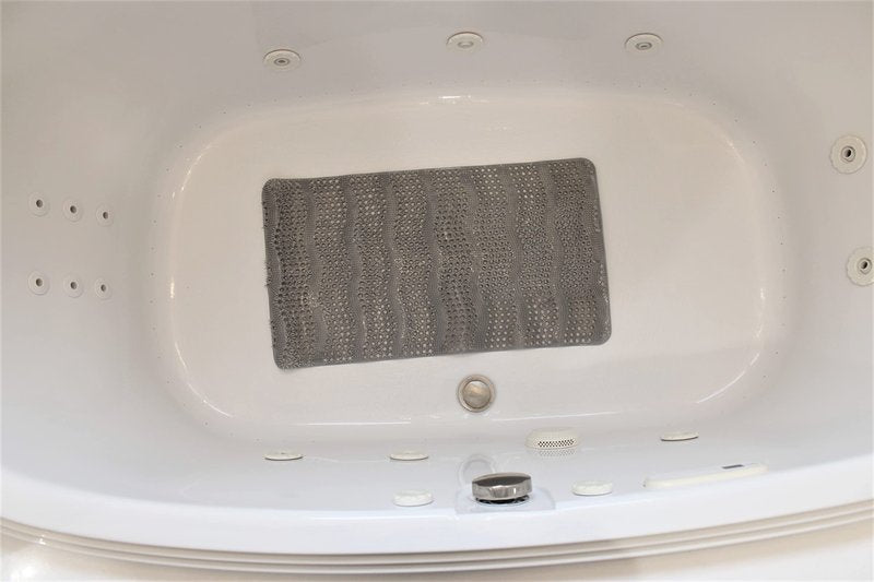 Dependable Industries Inc. Essentials Velvet Grass Bathmat Textured Spa Quality Foot Scrubber Bathroom Tub & Bath Mat Anti-Slip 27" x 15" (Gray)