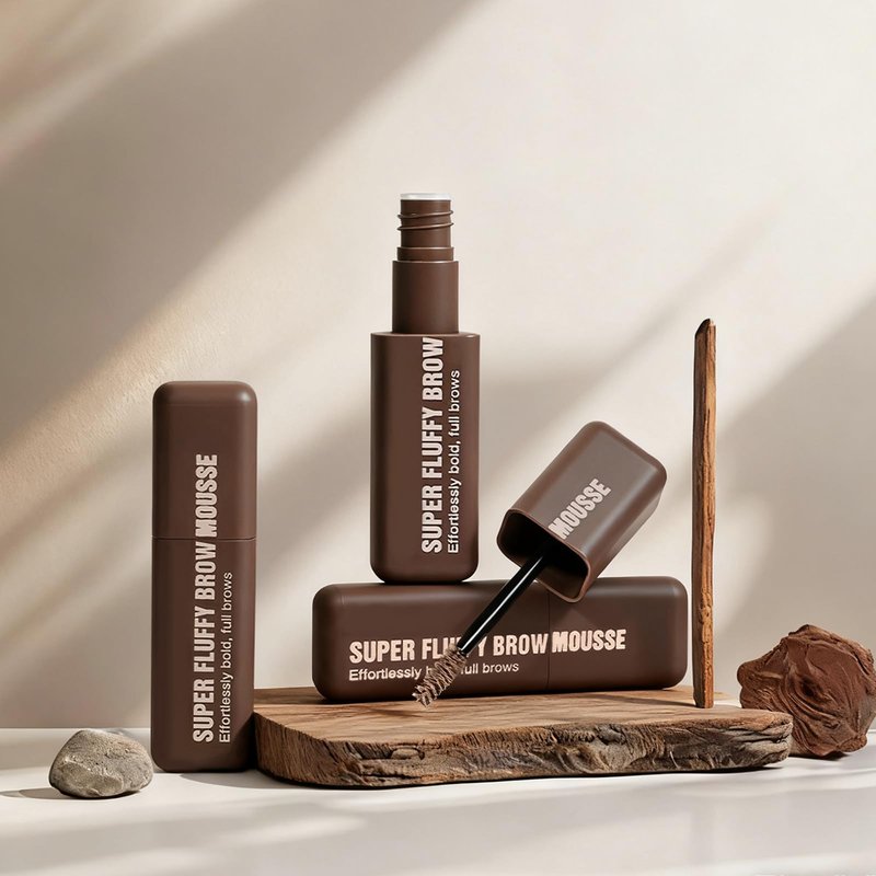 Brow Super Fluff Eyebrow Gel Mousse, Volumizing and Tinted Thickening Eyebrow, Waterproof, Long-Lasting, Easy-to-Use for Soft Full Brows, Deep Brown