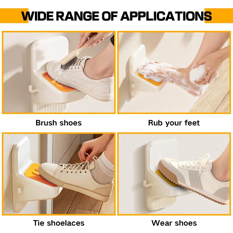 Shower Foot Rest and Exfoliating Gloves Set, Non-Slip No Drill Shower Step Pedal for Shaving Legs, Wall Mounted Bathroom Triangular Shower Shaving Foot Stool, Universal Bathroom Foot Pedal (1 Set)