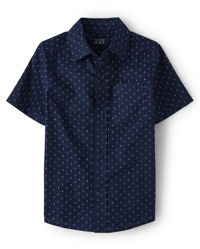 The Children's Place,Short Sleeve Button Down Shirt,Tidal,Small (5/6)
