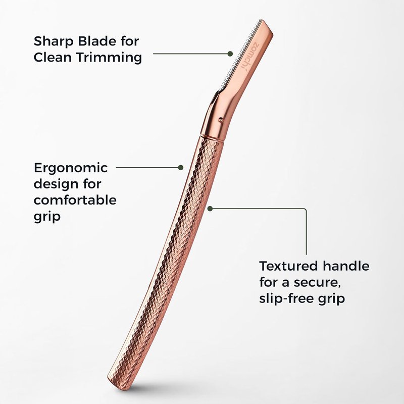 Eyebrow Razor - Precision Face Trimmer for Women & Men | 6-Blade Rose Gold Shaper