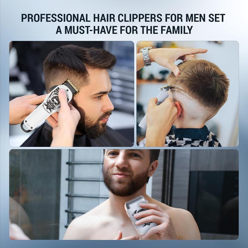 BESTBOMG® Hair Clippers - Professional Beard Trimmer Kit with Ceramic T-Blade | Ideal for Barbers & Gifts