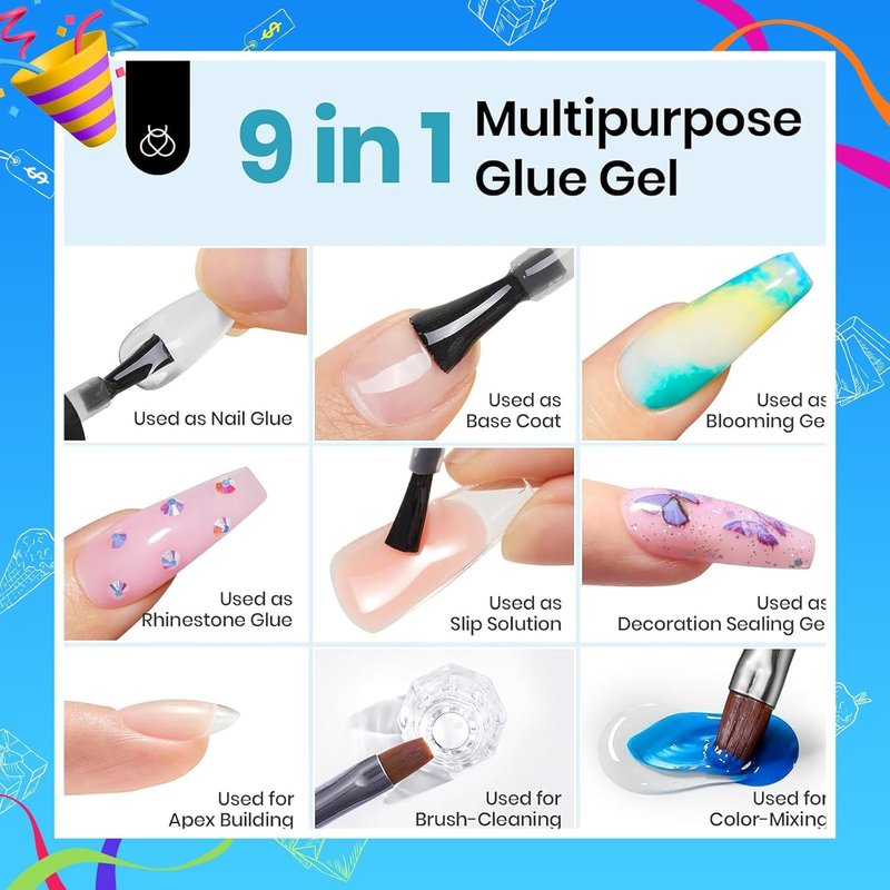 Beetles Gel Nail Kit - 504pcs Almond Short Nail Tips with 9-in-1 Glue & Mini LED Light | DIY Acrylic Set for Home Use, Perfect Gift for Women & Girls