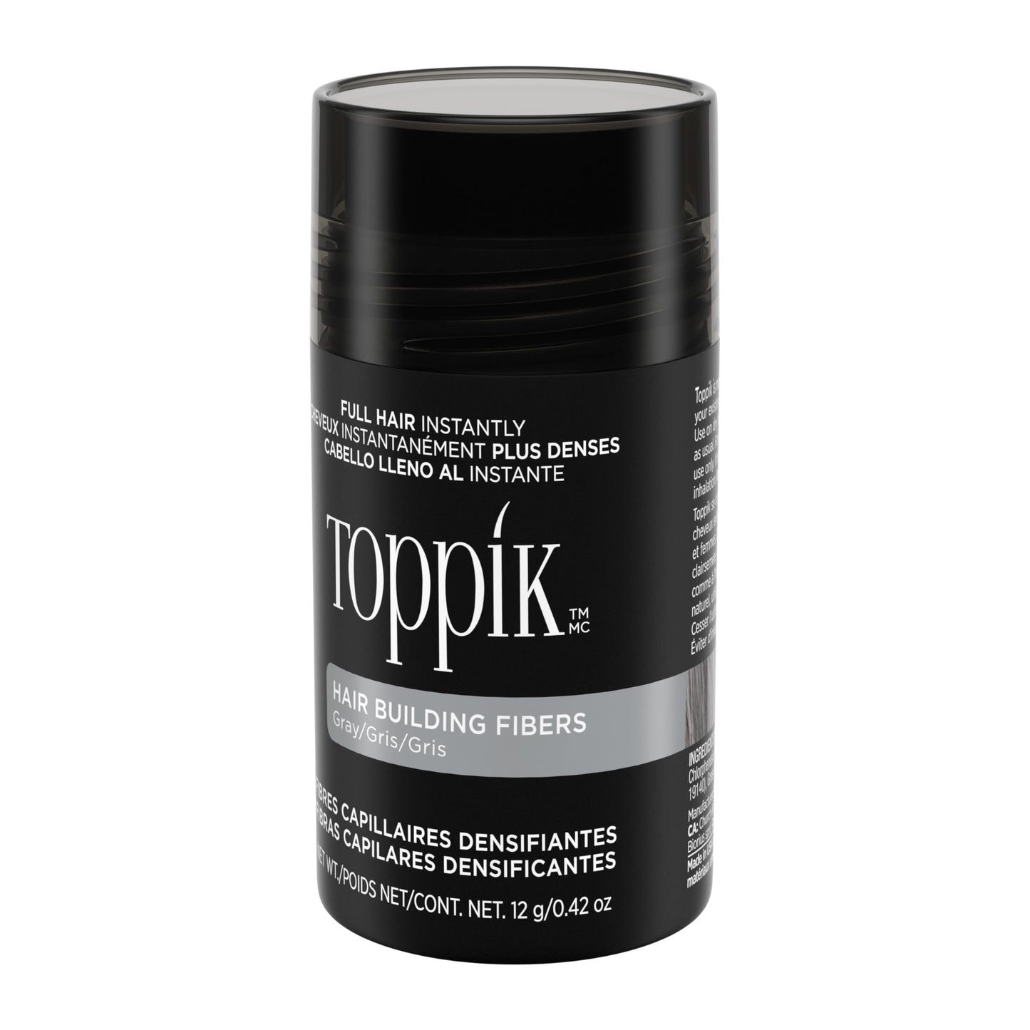 Toppik Hair Building Fibers, Gray, 12g Fill In Fine or Thinning Hair, Instantly Thicker, Fuller Looking, 9 Shades for Men & Women, Keratin Protein Formula