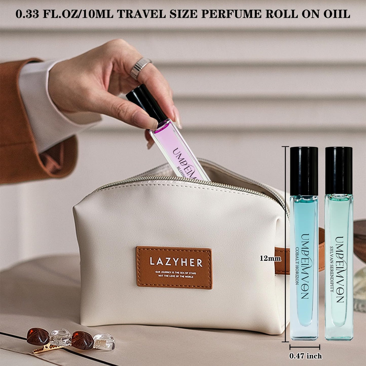 Umpeimvon Perfume Oil Roll On Perfume, Unisex Long Lasting Body Oil, Scent from Flora and Nature, Travel Size 0.33 Fl. Oz