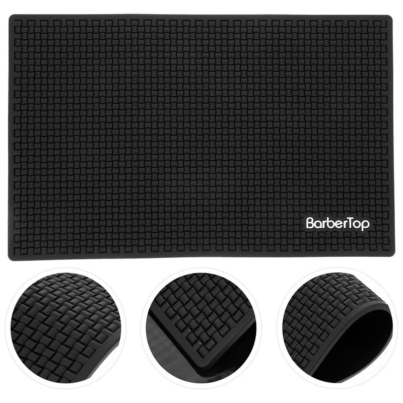 Angoily Barber Mat Silicone Anti-Slip Pad for Salon Station Organizer Hair Styling Tools Heat Resistant Waterproof Countertop Work Mat 11.81X7.48 Inch