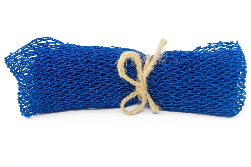 Unami Skincare African Net Sponge - Long African Bath Sponge - Exfoliating Net Sponge - Gentle Exfoliation for Soft - Scrub Net for Shower, Smooth Skin - Blue