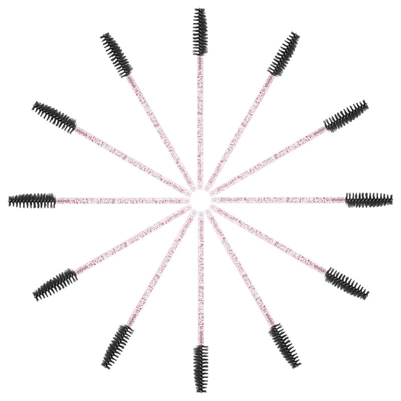 CHEFBEE 100PCS Disposable Eyelash Brush, Mascara Wands Makeup Brushes Applicators Kits for Eyelash Extensions and Eyebrow with Container (Pink Black)