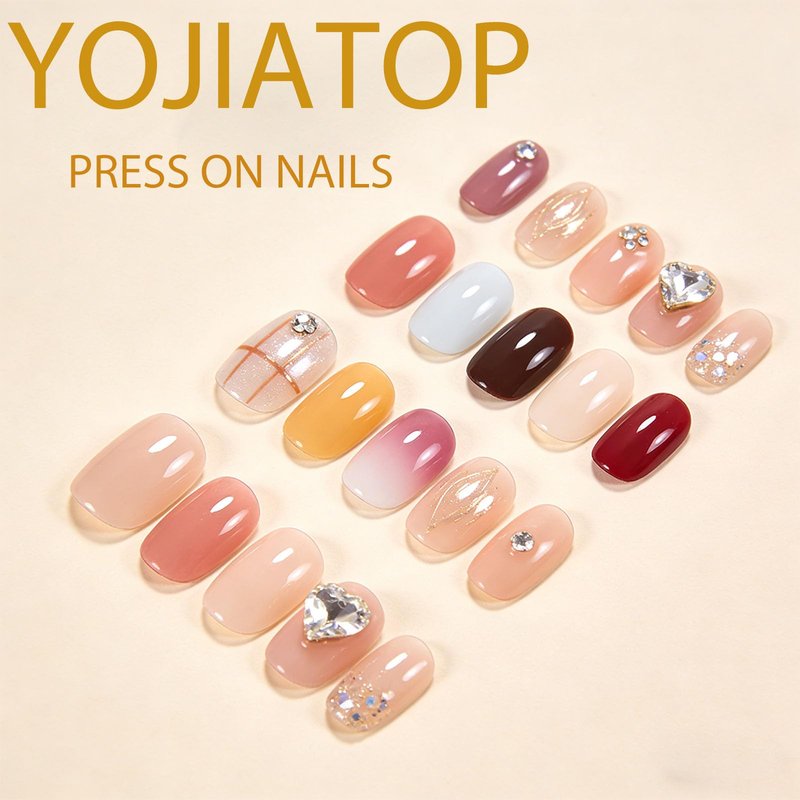 Solid Color Press on Nails Medium Coffin Fake Nails Pink Full Cover Glossy Glue on Nails Gradient Nails Press ons Cute Acrylic Artificial Stick on Nails for Women 24Pcs
