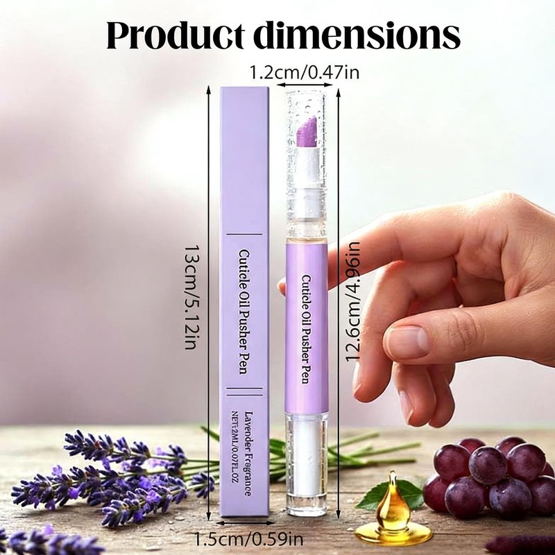 2PCS Cuticle Oil Pusher Pen, 2-in-1 Cuticle Pusher & Oil Pen, Portable Nail Care Pen Instant Cuticle Remover Tools for Dry Damaged Nails Hangnails Moisturizes Strengthens Brightens